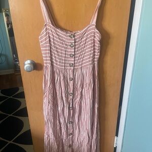 My Story Pink and White Striped Button-Front Sundress